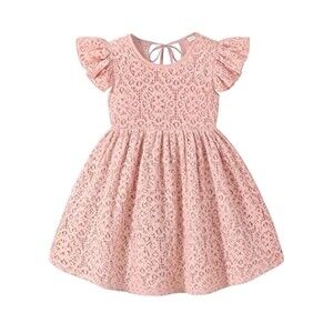 Toddler Girl Lace Halter Dress‎ Sleeveless Ruffled Summer Sundress Size 3-4T